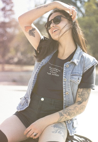 Running on Caffeine Chaos and ADHD - Unisex T-shirt