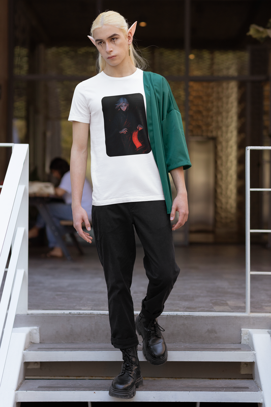 Mysterious Sorcerer with Glowing Scroll Enchantment Unisex T-shirt