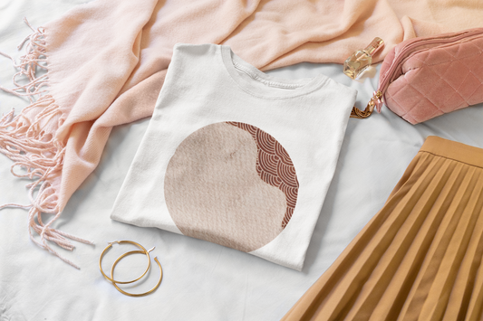 Elegant Red Waves on Textured Circle - Unisex T-shirt