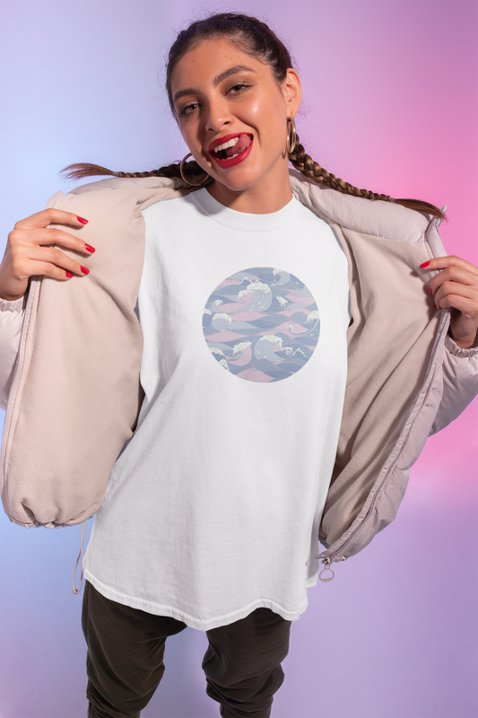 Serene Ocean Waves Pattern Art - Unisex T-shirt