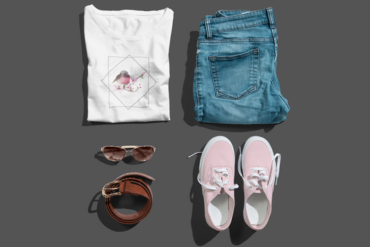 Charming Bird on Cherry Blossoms - Unisex T-shirt