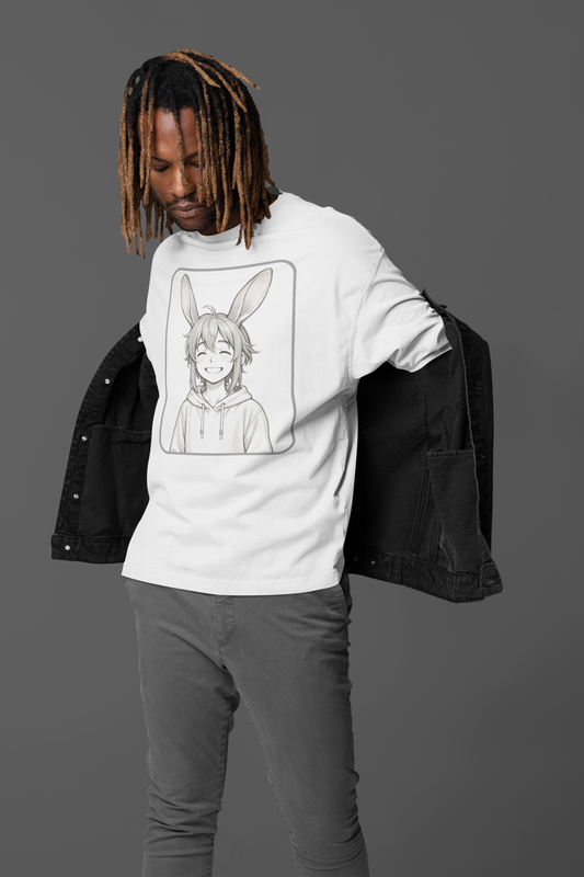 Anime Bunny Ear Character Smiling Portrait - Unisex T-shirt