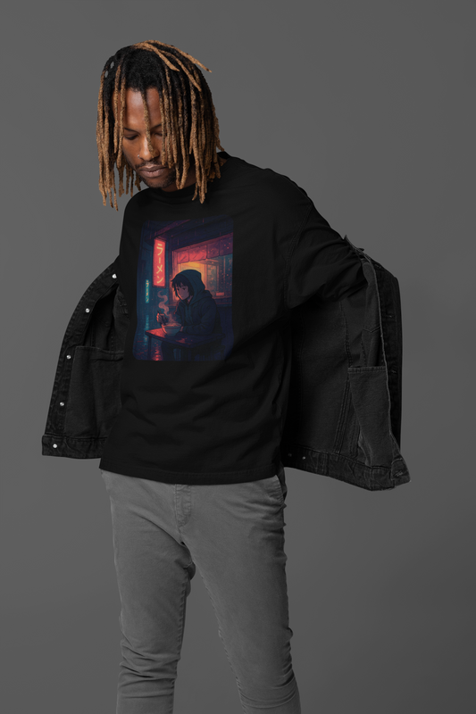 Rainy Night Ramen Street Scene Art - Unisex T-shirt