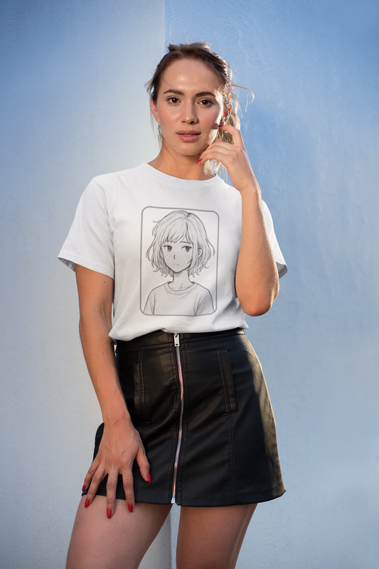 Manga Style Thoughtful Girl Illustration - Unisex T-shirt