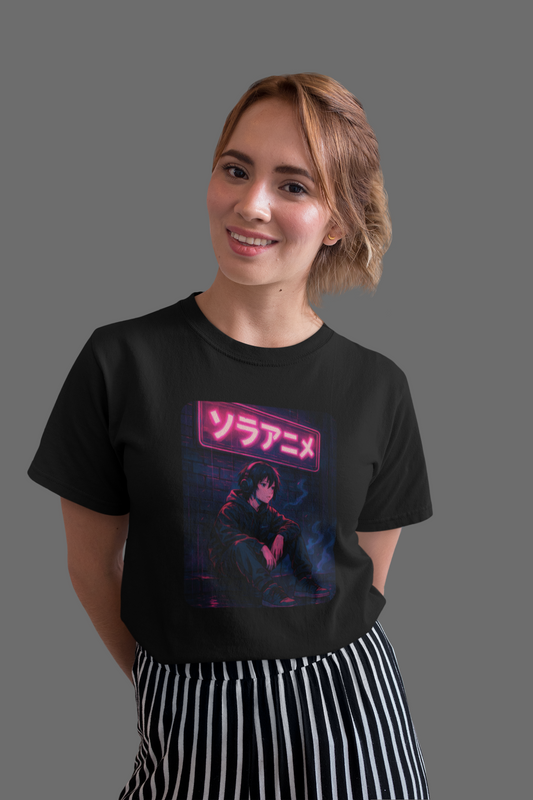 ソラアニメ Neon Dreamscape Anime Vibe - Unisex T-shirt