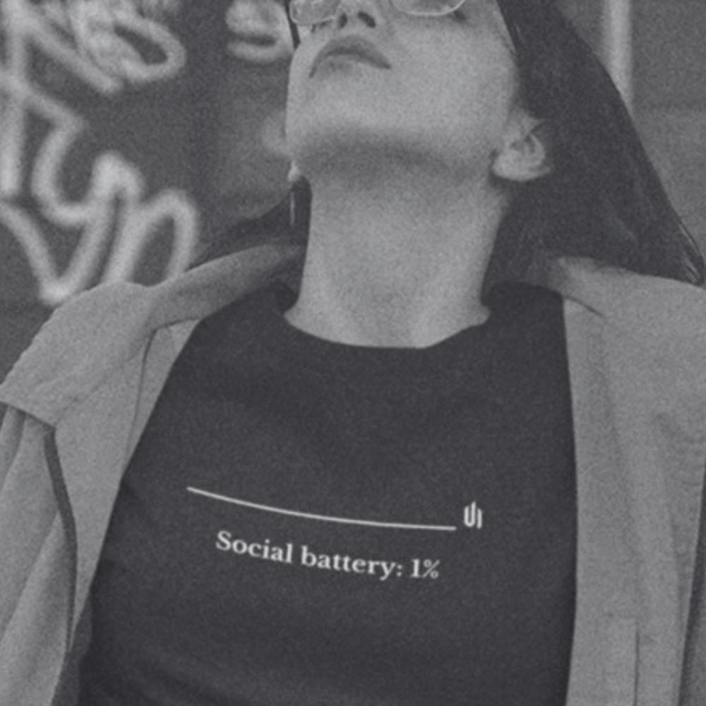 Depression t-shirt collection- social battery 1%